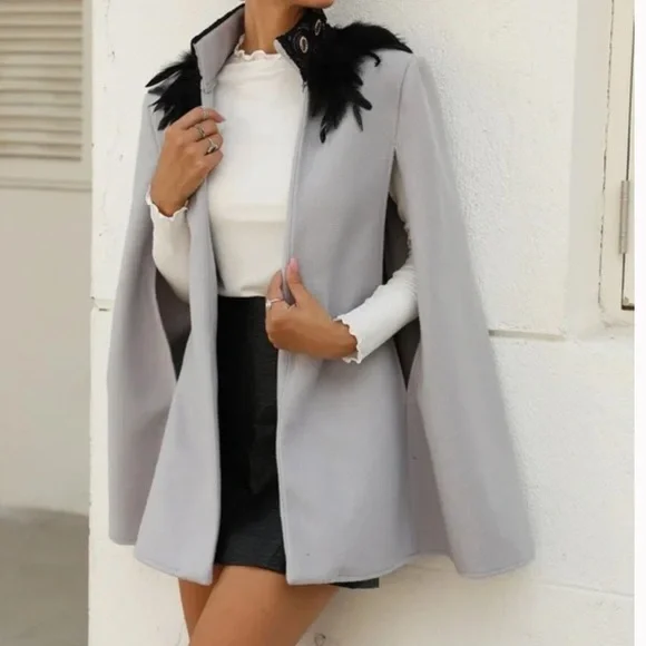 Open front cape coat hot sale